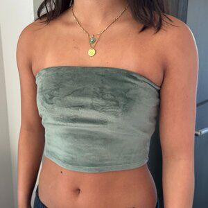 Aerie Green Velvet Tube Top Small
